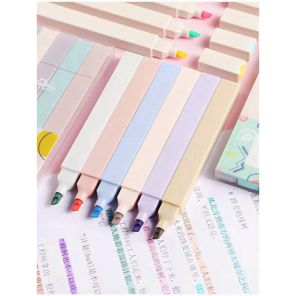 Kit 6 Cores PASTEL Protetor Olhos Marca texto Caneta Iluminador Quadrada Barato