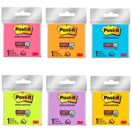Bloco Adesivo Post-It com 45 Folhas 76 x 76 mm (Post-it) – 3M · Bloco de Notas